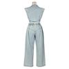 European and American Women's Sleeveless Denim Jeans Two-Piece Suit - Sexy, Loose, Straight Leg Summer Outfit