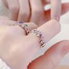 2 Pieces Adjustable Rings Purple Rhinestone Engagement Rings Y2K Rings Aesthetic Jewelry Alloy Material Gift for Women