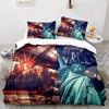 Statue of Liberty Duvet Cover King Size Microfiber World Famous Building Bedding Set New York Landmark Cityscape Comforter Cover