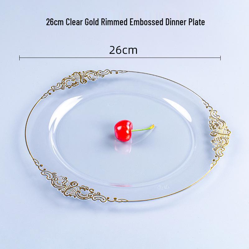 Thickened Transparent PS Plastic Plates - Crystal Butterfly Design for Steak, Fruit & More