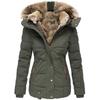 Winter Women Fashion Hooded Coat Faux Fur Warm Cotton Coats Casual Outerwear Fur Collar Jackets