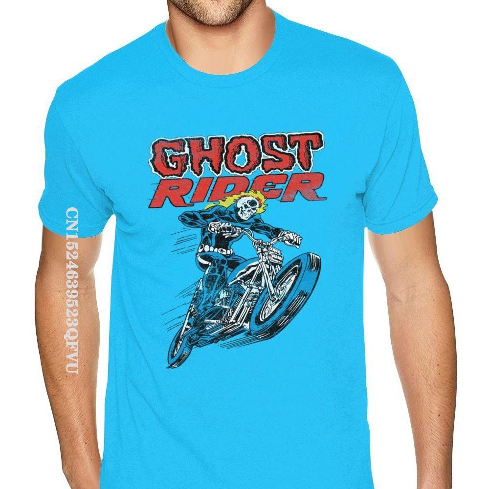 Lovely Ghost Rider Tee Shirts Men's Top Quality Gothic Style Anime Tshirt Pure Cotton Crew T-Shirts Punk Style