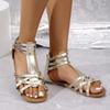 2024 Summer Ethnic Bohemian Plus Size Open Toe Buckle Strap Flat Sandals for Women
