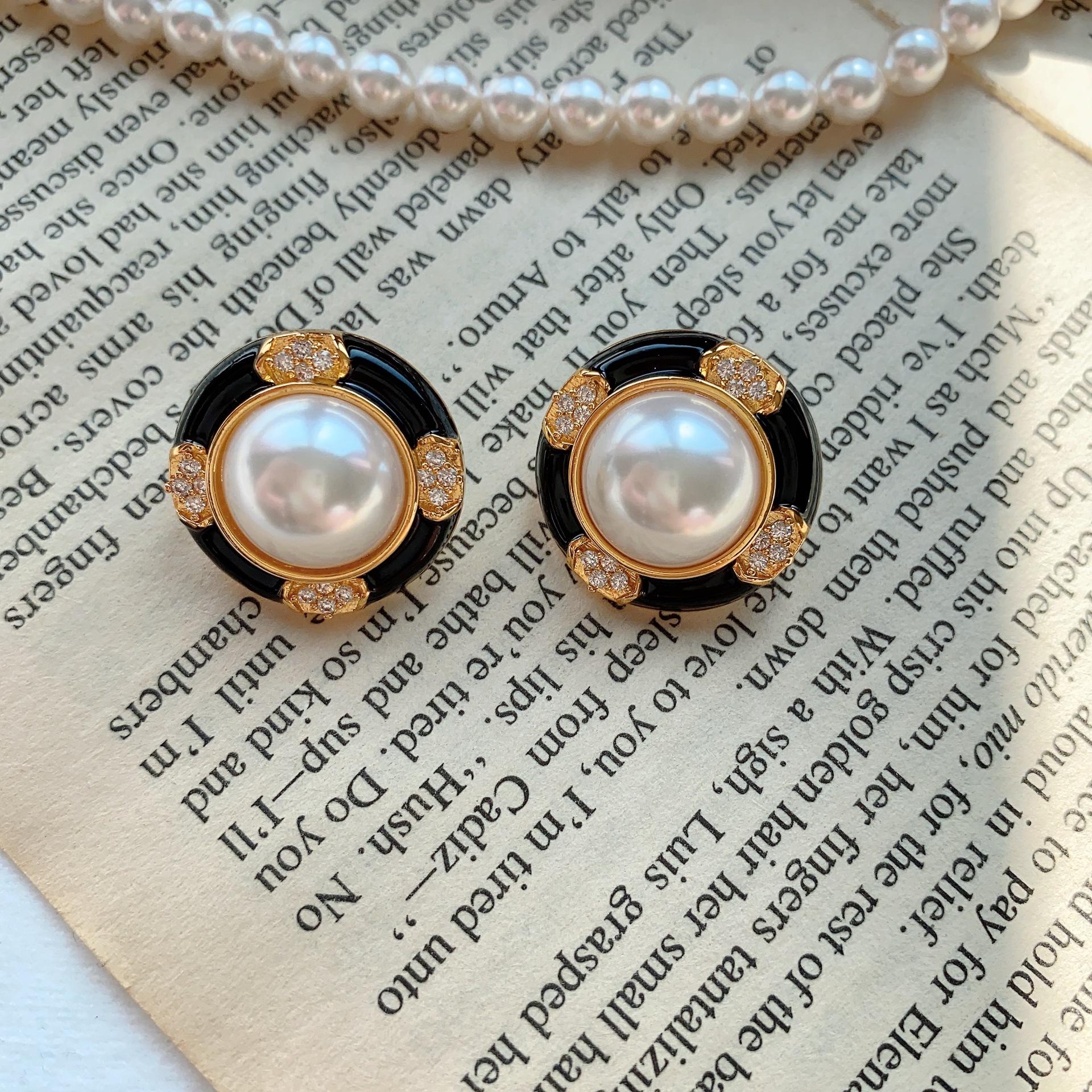 

Серьги с французским ретро-жемчугом, весенние средневековые эмалевые капельные глазурованные серьги-гвоздики, женские дизайнерские серьги высокого класса