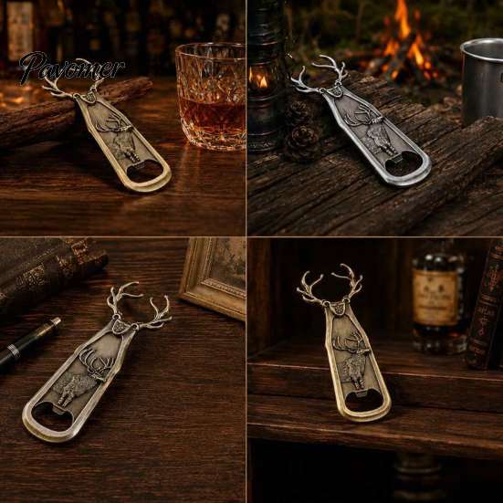 Sturdy Handheld Beer Cap Remover Elk Antler Bottle Opener, Heavy Duty Metal Retro Rustic Home Bar Decor for Bar, Artistic Kitchen Gadgets Vintage