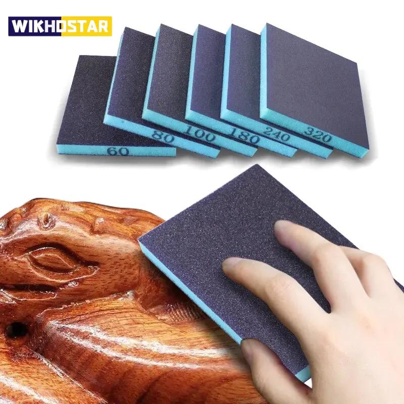 6 Stück Schleifschwamm 60-320 Körnung Waschbar und Wiederverwendbar Nass Trocken Schleifblöcke für Metall Holz Polieren Schleifwerkzeug 120*96*13mm