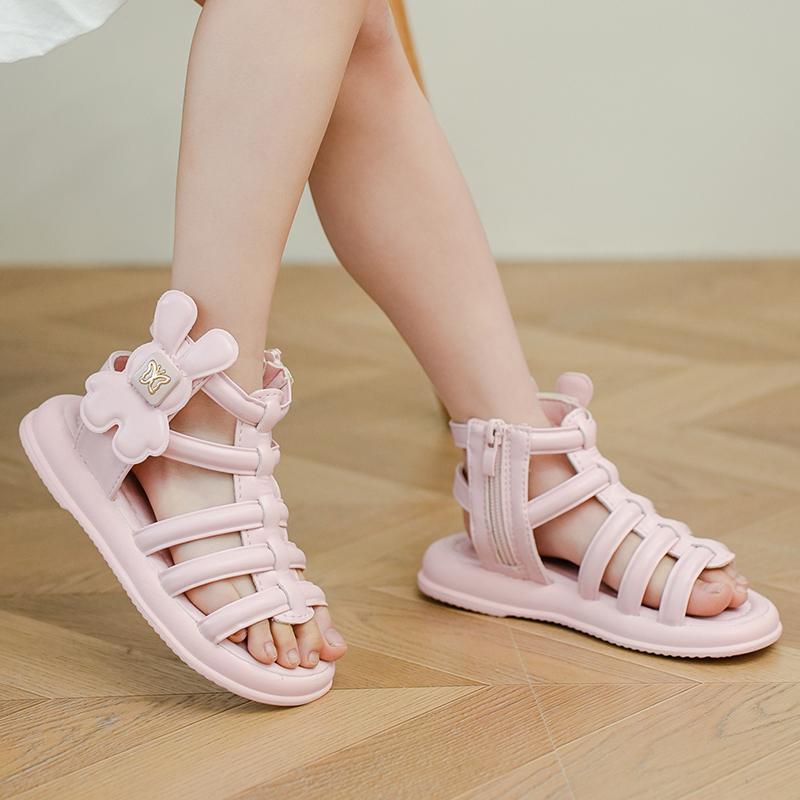 *Summer Fashion Princess Elegant Lightweight Round Head Casual Sandals Hot Selling Soft Bow Comfortable Children's Flat Sandals