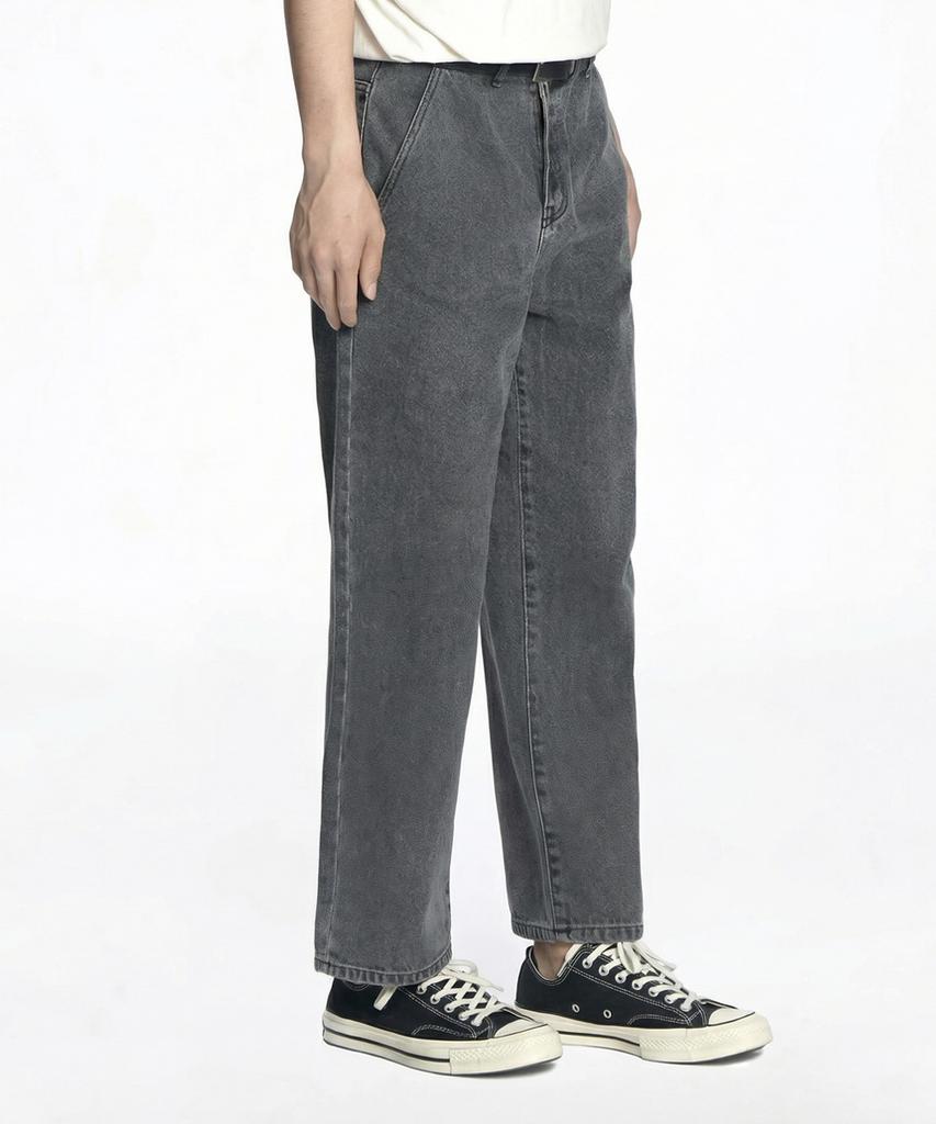 Deoseutoli Crop Wide Denim Pants (Dark Grey)