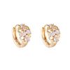 Korean Style Zircon-Studded Four-Petal Flower Geometric Earrings for Women