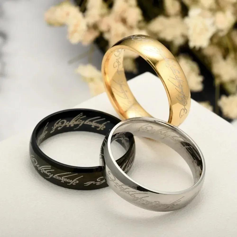 6MM Stainless Steel Laser Engraving Exquisite Couples Wedding Rings, Men And Women Fashion Movie Jewelry Gifts