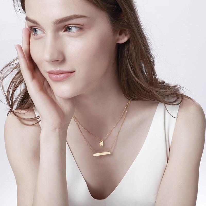 Xiaomi Vnox Free Engraving Personalized Bar Necklaces for Women Stainless Steel Horizontal ID Girl Choker Special Custom Birthday Gift
