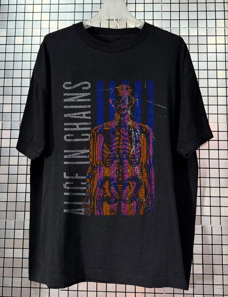 Rare Alice In Chains Skeletal T-shirt, Unisex Black Cotton T-shirt, Size S-5XL Unisex T-Shirt XXXL