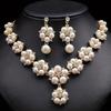 1 Set Bride Necklace Earrings Set Faux Pearl Flower  Luxury Women Girl Necklace Dangle Earrings Wedding Jewelry Gift