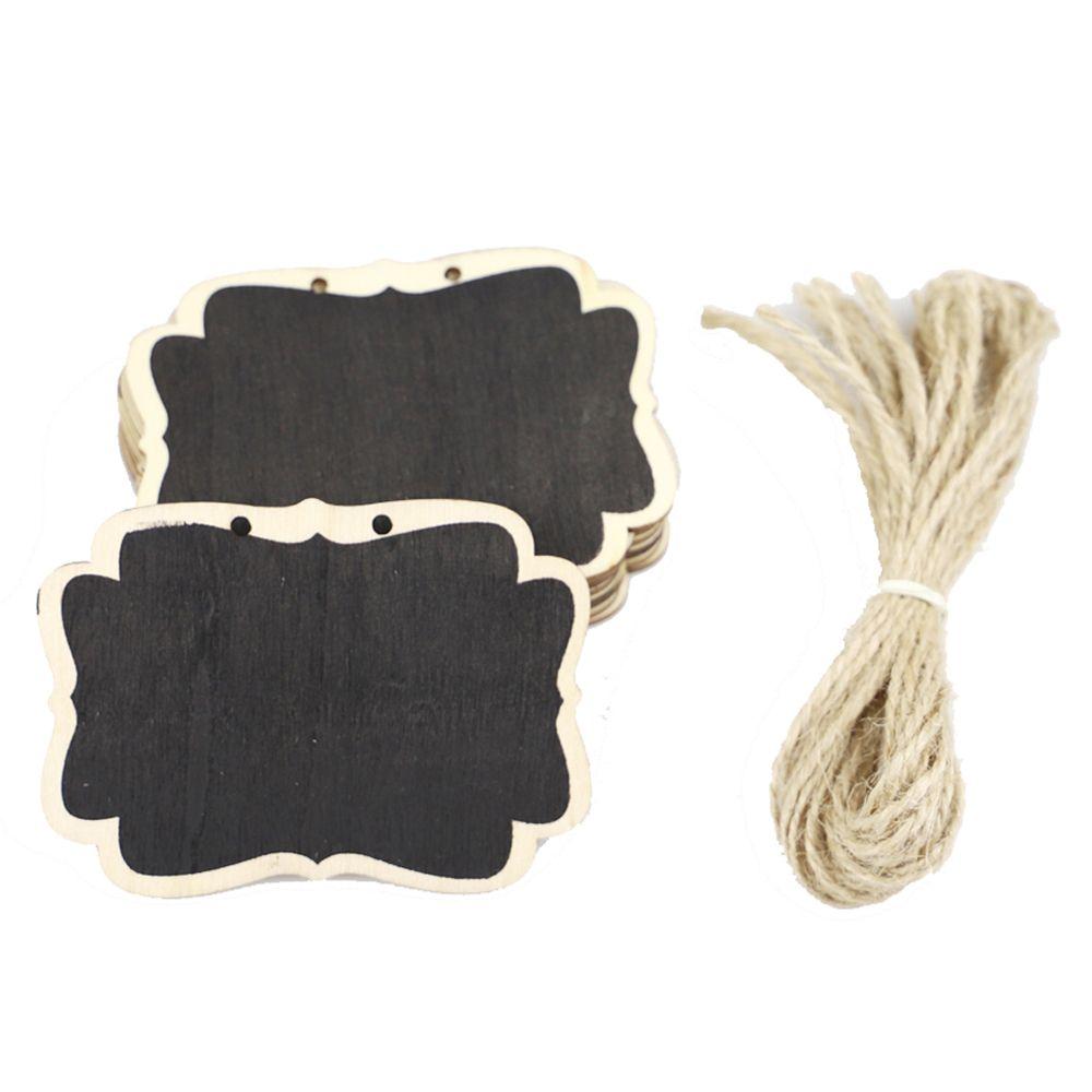 12PCS Erasable Hemp Rope Hanging Signs Chalkboard Blackboard Price Tags Message Labels