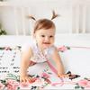 VIKAMA Baby Monthly Milestone Blanket, Newborn Growth Chart Calendar With Floral Frame, 100-Day Commemorative Photo Prop Blanket