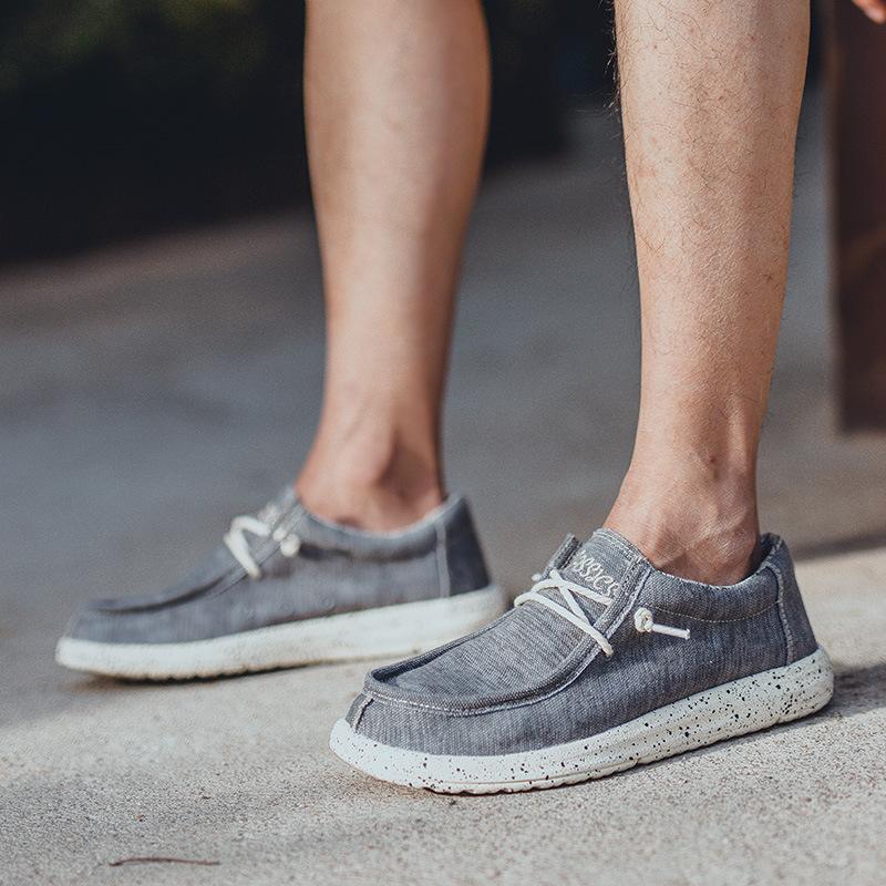 Summer Foreign Trade Large Size Men's Shoes Canvas Shoes Classic Fashion Casual Lightweight Shock Absorbing Loafers Men's Low-top Lazy Shoes