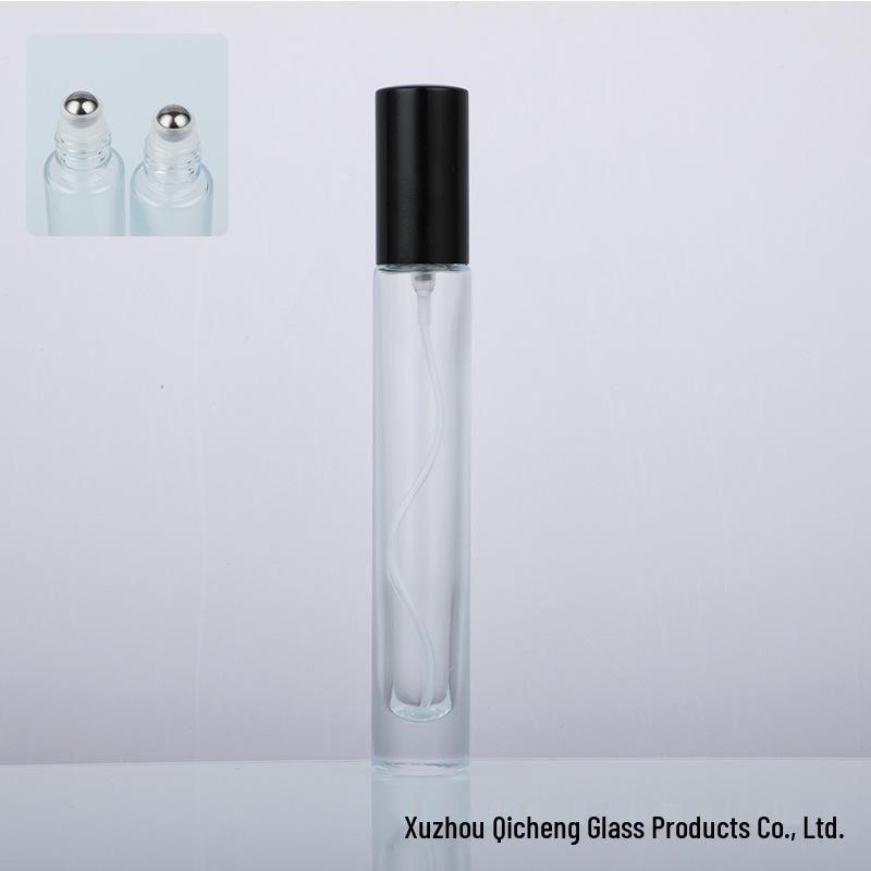 10ml Portable Glass Perfume Bottle with Spray, Roller Ball, and Lid - Silkscreen Compatible