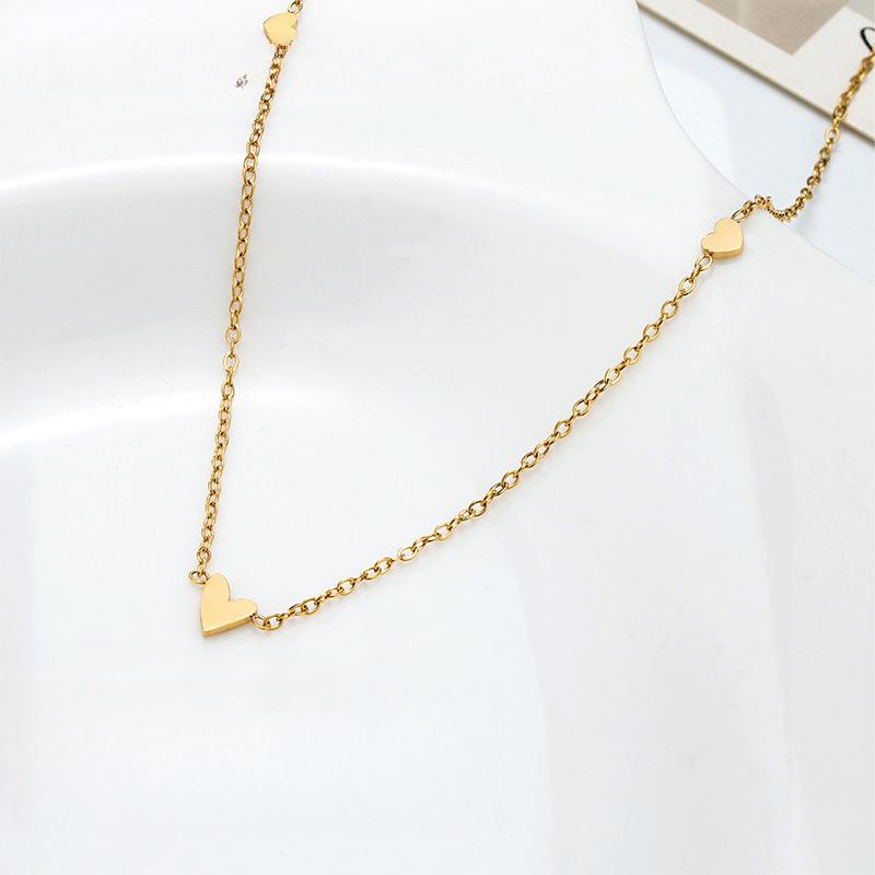 Simple And Versatile Small Love Sweet And Cool Necklace Plated High-End Collarbone Chain Cute Jewelry Woman Premium