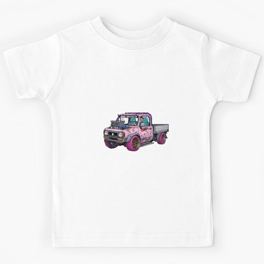 Retro JDM Drift Car Illustration — Vintage Style Japanese Racing Art Kids T-Shirt 140