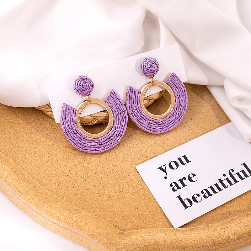 Exaggerated Oval Leather Dangle Earrings: Colorful, Hollow, Holiday Style