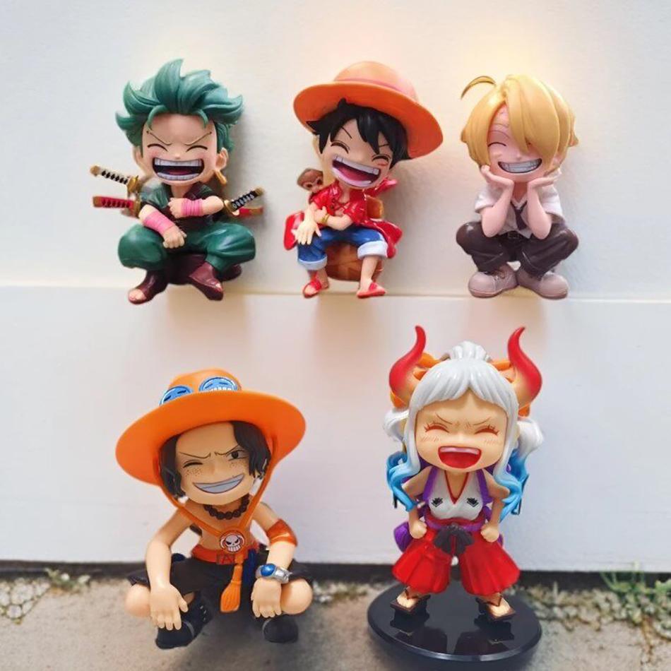 Anime Peripheral Series One Piece Luffy Solon Sanji Q-Version Sitting Posture Children'S Model Figurine Toy Gift Collectibles