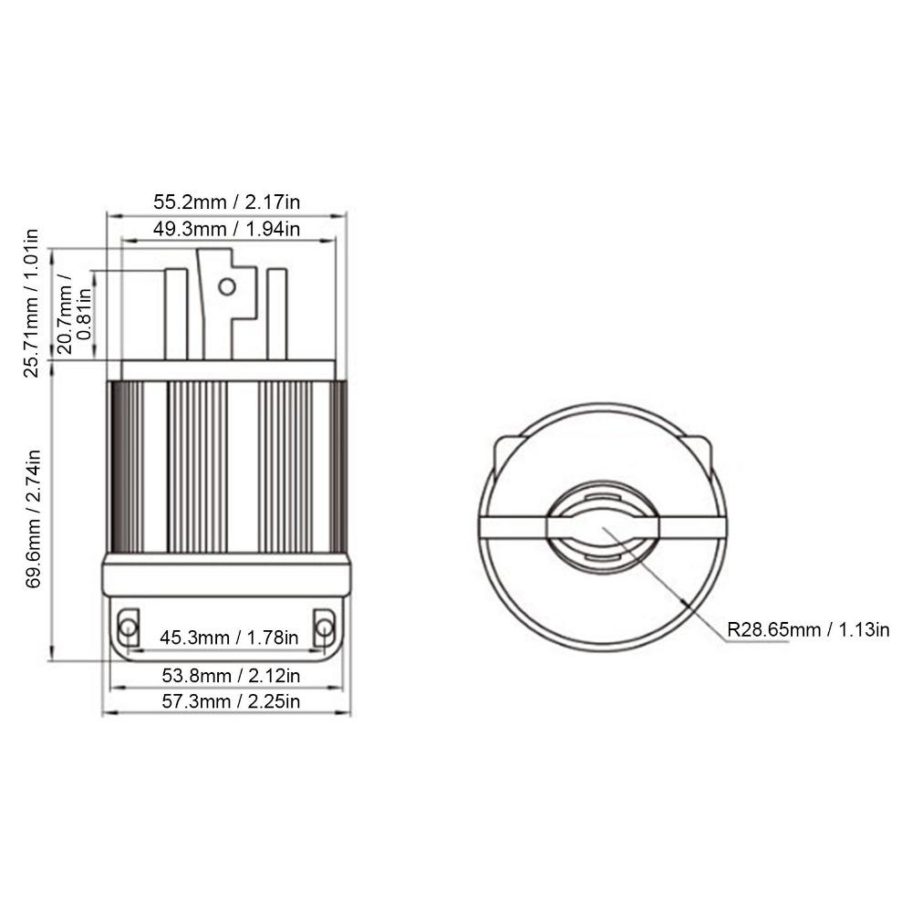 30A 277-480V Adapterstecker 4-Loch Industriestecker Verriegelungsadapter Verriegelungsstecker Generatorstrom