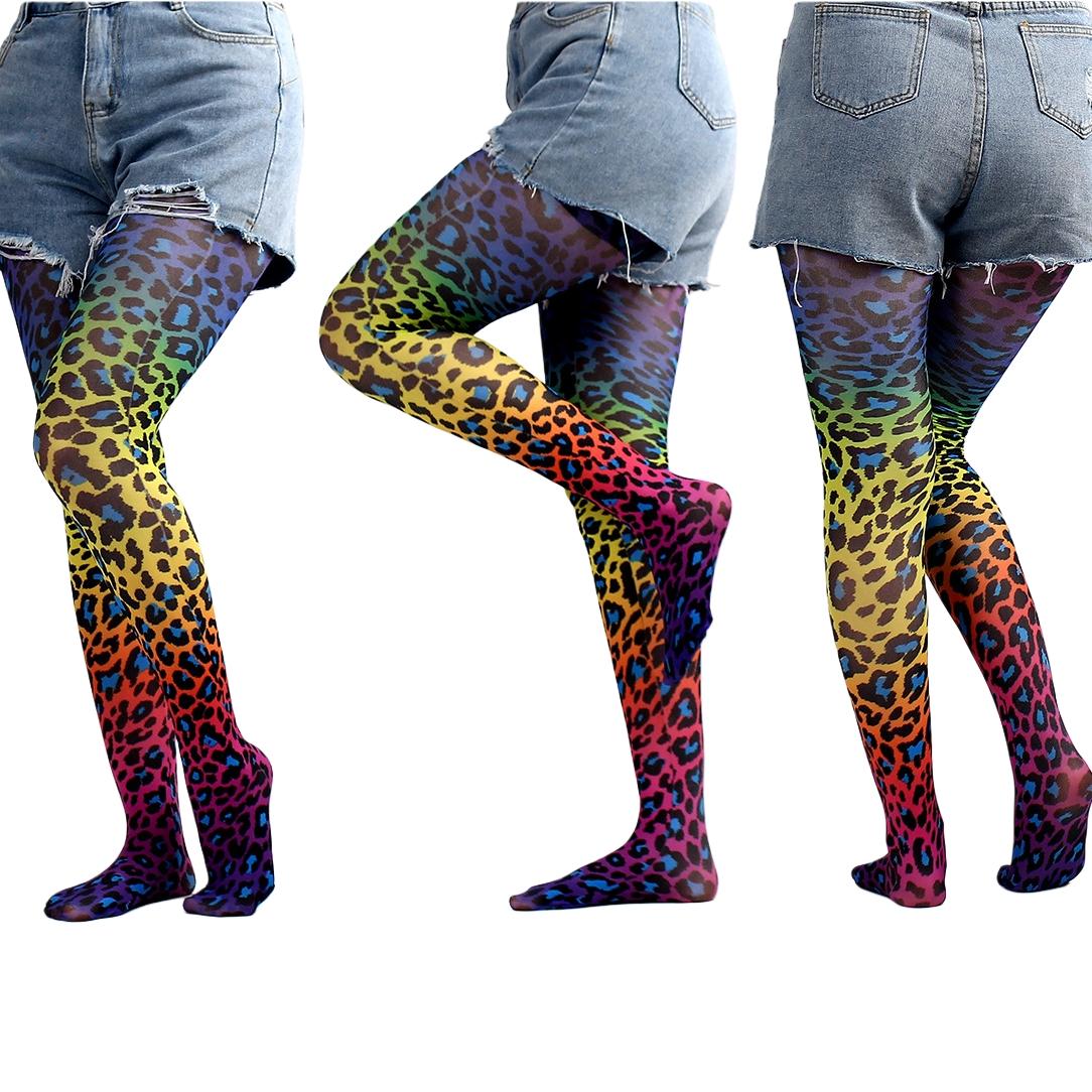 Zwart-Witte Schaakbord Patroon Panty's Voor Vrouwen Houndstooth En Luipaard Print Gekleurde Luipaard Print En Ombre Luipaard One Size gray
