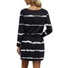 Women's Fashion V-Neck Long Sleeve Drawstring With Pocket Stripe Printed Casual Dresses