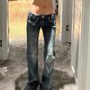 ZYLLO American Vintage Y2K Jeans for Women Sexy Slim Low-Waisted Wide Leg Denim Trousers Female Fashion Streetwear Flared Jean Pants