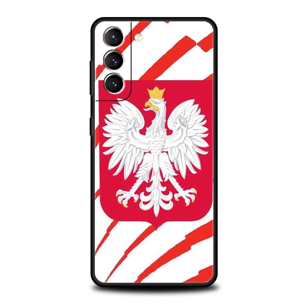 Polish Flag Soft Phone Case For Samsung Galaxy S25 Edge S24 Plus S23 FE S22 S21 S20 Ultra 5G S10 Black Protect Cover