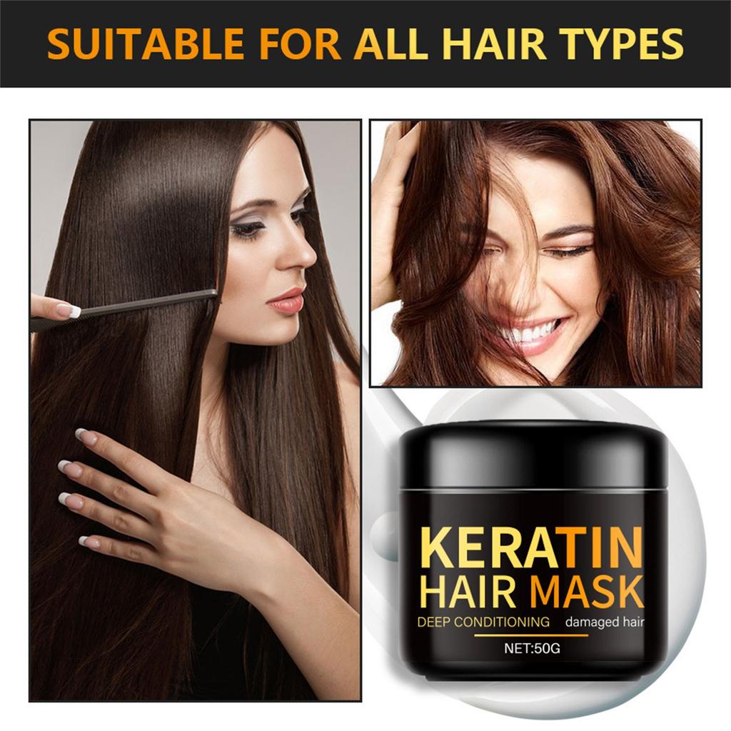 Keratin Hair Mask 50g Soft And Smooth Improvement Maintenance Dry Frizzy Hydration Moisturizing Hair Care Smooth Hair Mask