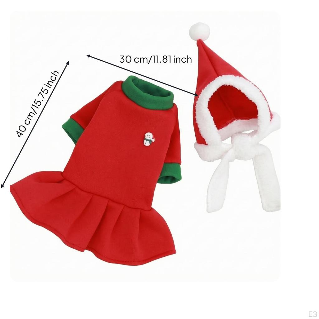 Festive Pet Costume with Hat | Soft Material Construction, Warm Coldcoldweather Gear, TwoPiece
