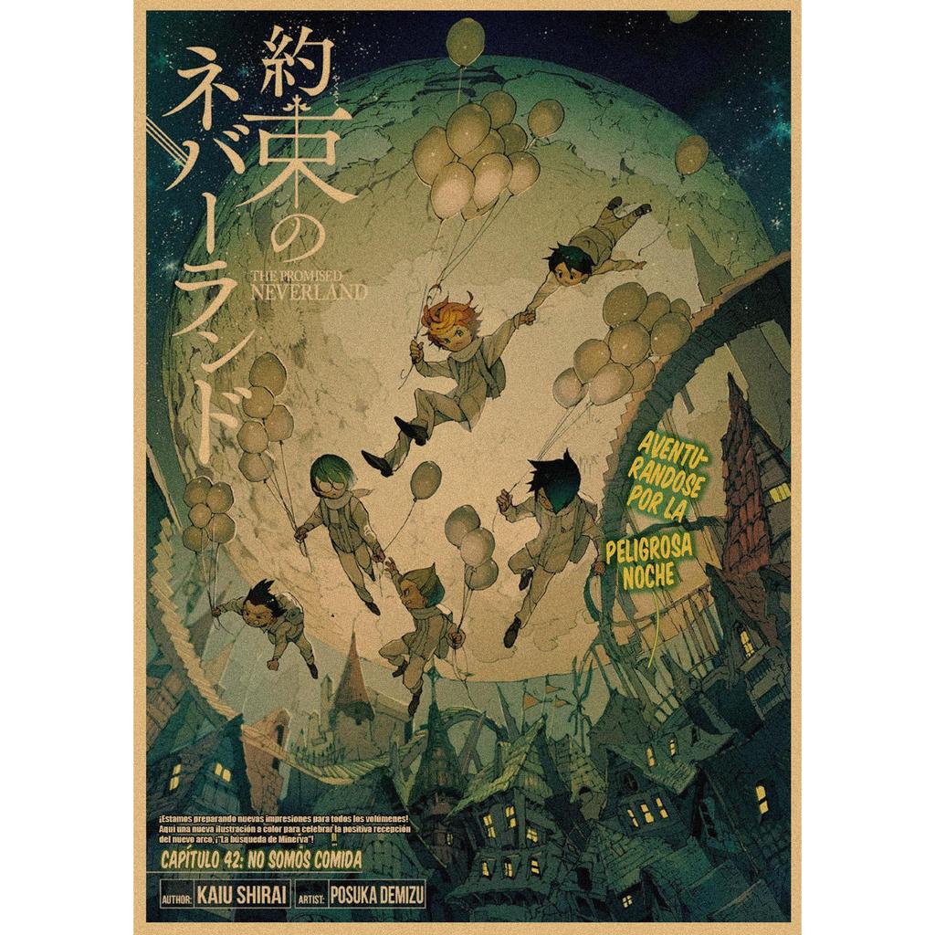 The Promised Neverland Anime Retro Kraft Paper Poster - Decorative Wall Art