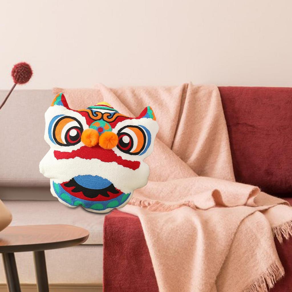 Chinese Year Decorative Pillow with Lion Theme for Home Use