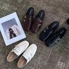 [Excluding Tax] Platform Half Slippers Retro Carved Square Head Loafers Women'S Shoes New British Style Bag Head Slippers