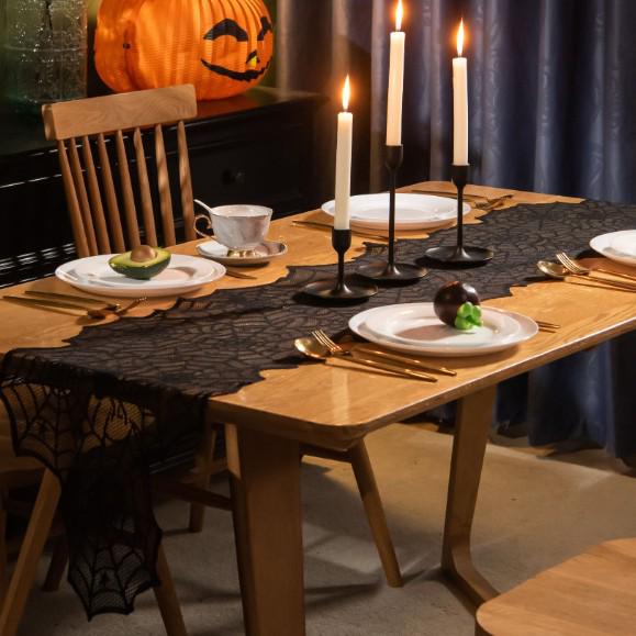 Zestaw: Szalik na kominek Pająk i Obrus Halloweenowy: Dynie, Okrągłe/Kwadratowe Obrusy, Dekoracja Bieżnika na Stół