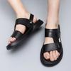 Herren Sommer Neu Herren Sandalen Herren Leder Strandschuhe Lässige Herrenschuhe Mode Pantoletten Streifen Sandalen Gummi Herrenschuhe