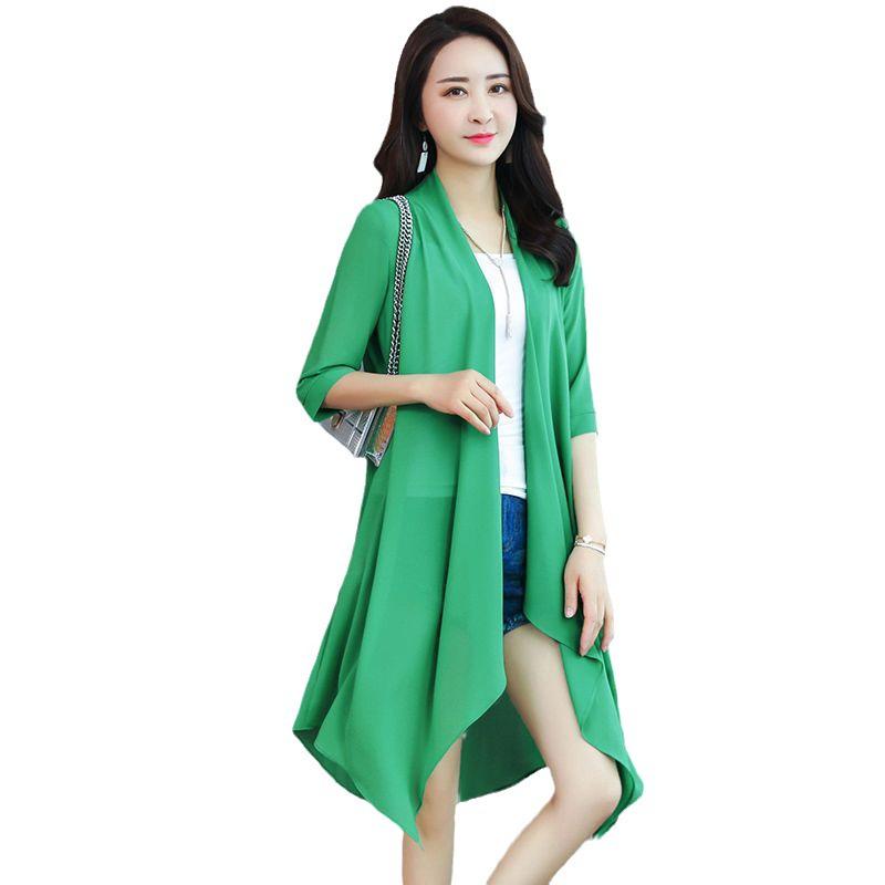 Women's 2024 Chiffon Shawl Cardigan - Spring/Summer Mid-Length Outerwear