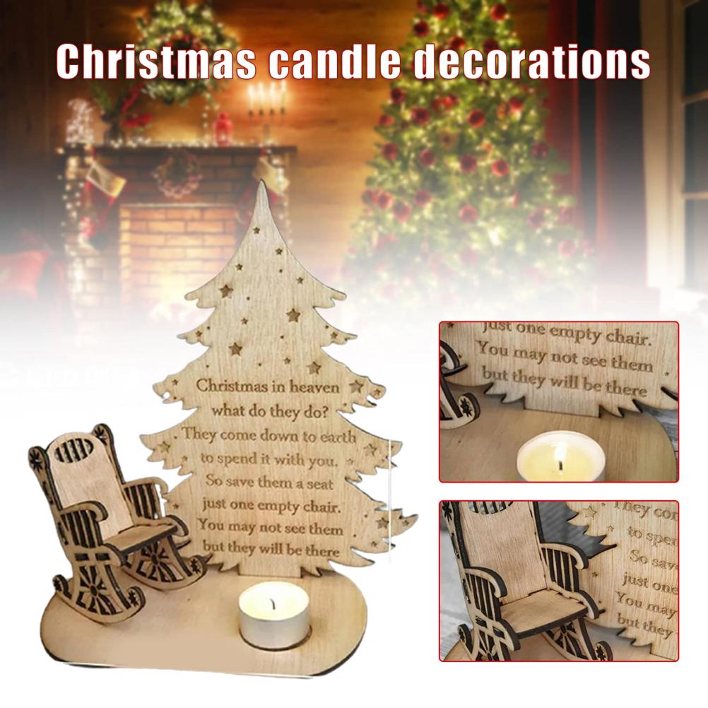 Christmas Remembrance Candle Ornament Wooden Candle Holder to Remember Loved Ones Christmas Table