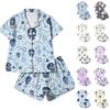 Damen Halloween Bedrucktes Pyjama-Set 2-teilig Lässig Bequemes Nachtwäsche-Set