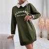 Women's Fashion Spring Fall Long Sleeve POLO Neck Loose Waistline Casual Dresses