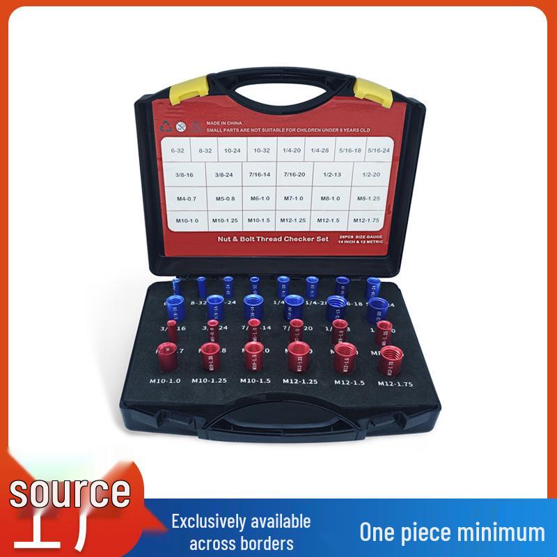 26-teiliges metrisches und zölliges Gewindelehren-Set: Mutter- und Schraubenidentifikator