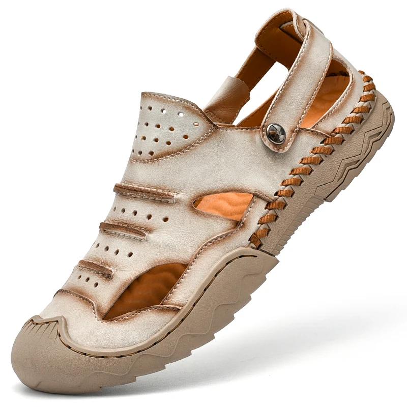 New Mens Sandals Summer Breathable Mesh Sandals Men Outdoor Casual Lightweight Beach Sandals Fashion Men Shoes Large Size 38-46
