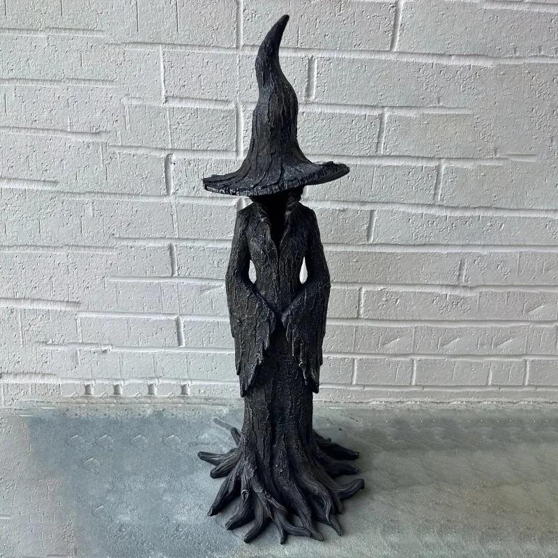 Retro Ghost Witch Statue Resin Desktop Home Decor Gothic Horror Figurine Halloween Party Decoration Scary Collectible Ornament