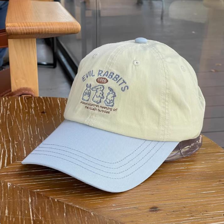 Korean Style Color Block Baseball Cap Cotton Mesh Breathable Hat with Embroidered Letters for Women Outdoor Casual Fashion Wear