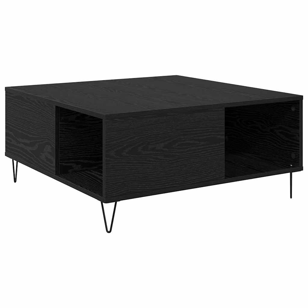 Coffee Table Black Oak Look 80 X 80 X 36.5 Cm Engineered Wood