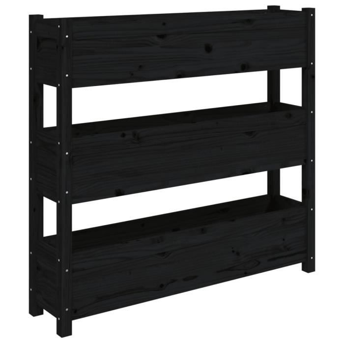 VidaXL Jardinière Noir 112x25x104,5 cm Bois massif de pin 823924