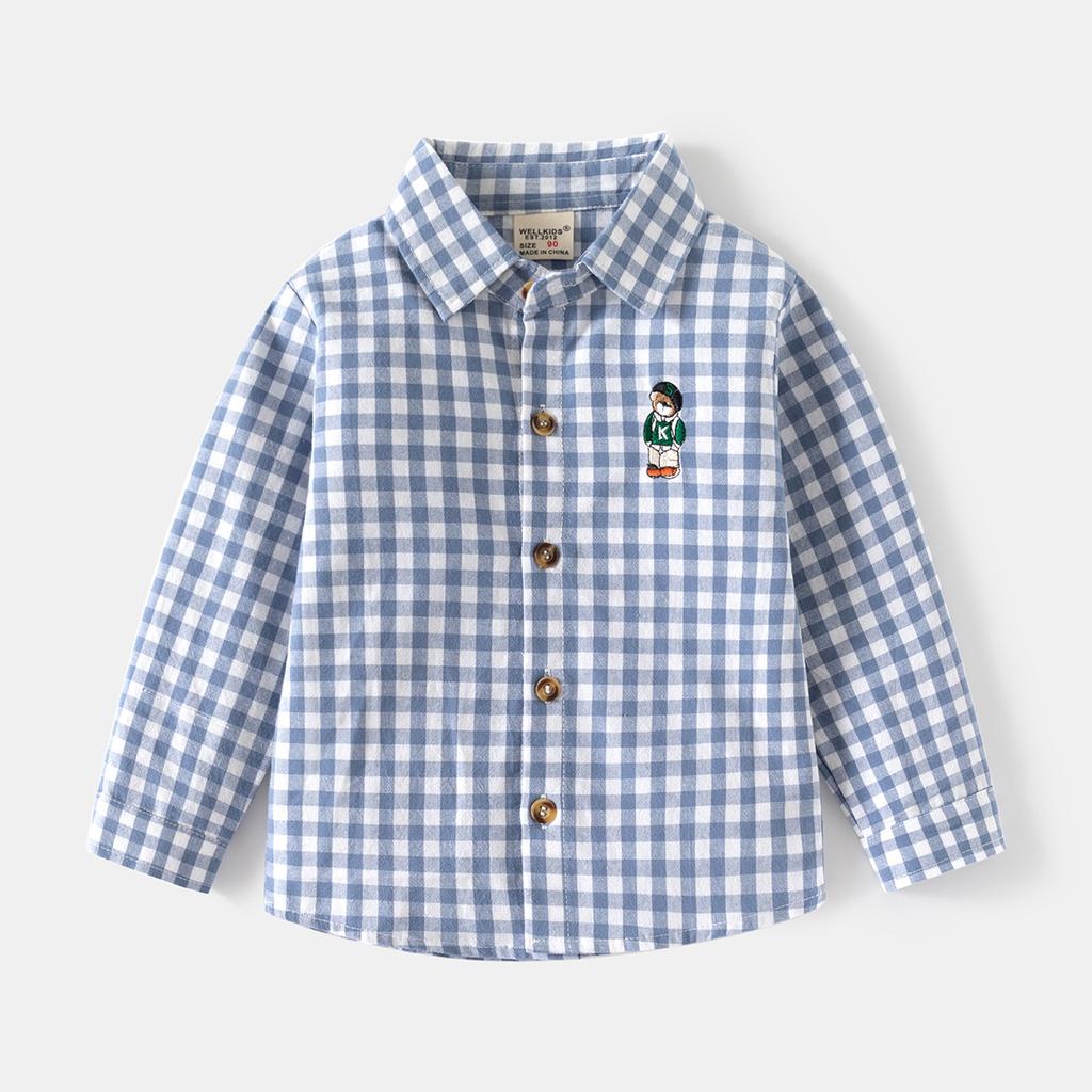 Children's Fashion Long-sleeved Shirt Boys Casual Lapel Shirt