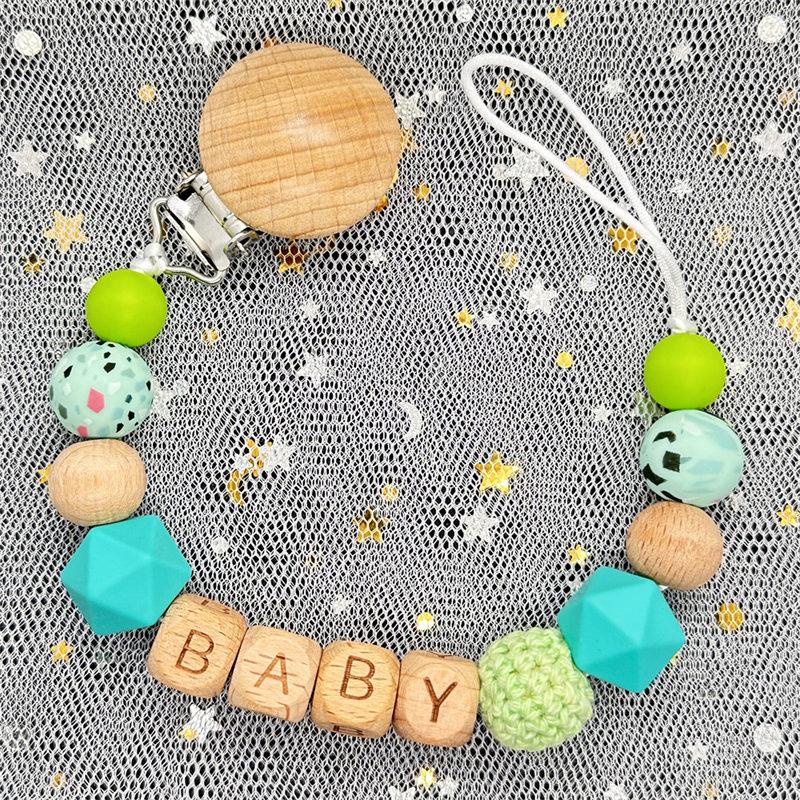 Handgefertigt Personalisierte Name Kaktus Schnullerclips Ketten Silikonperlen Personalisieren Säugling Chupetero Zahnung Personalisiert Geschenk