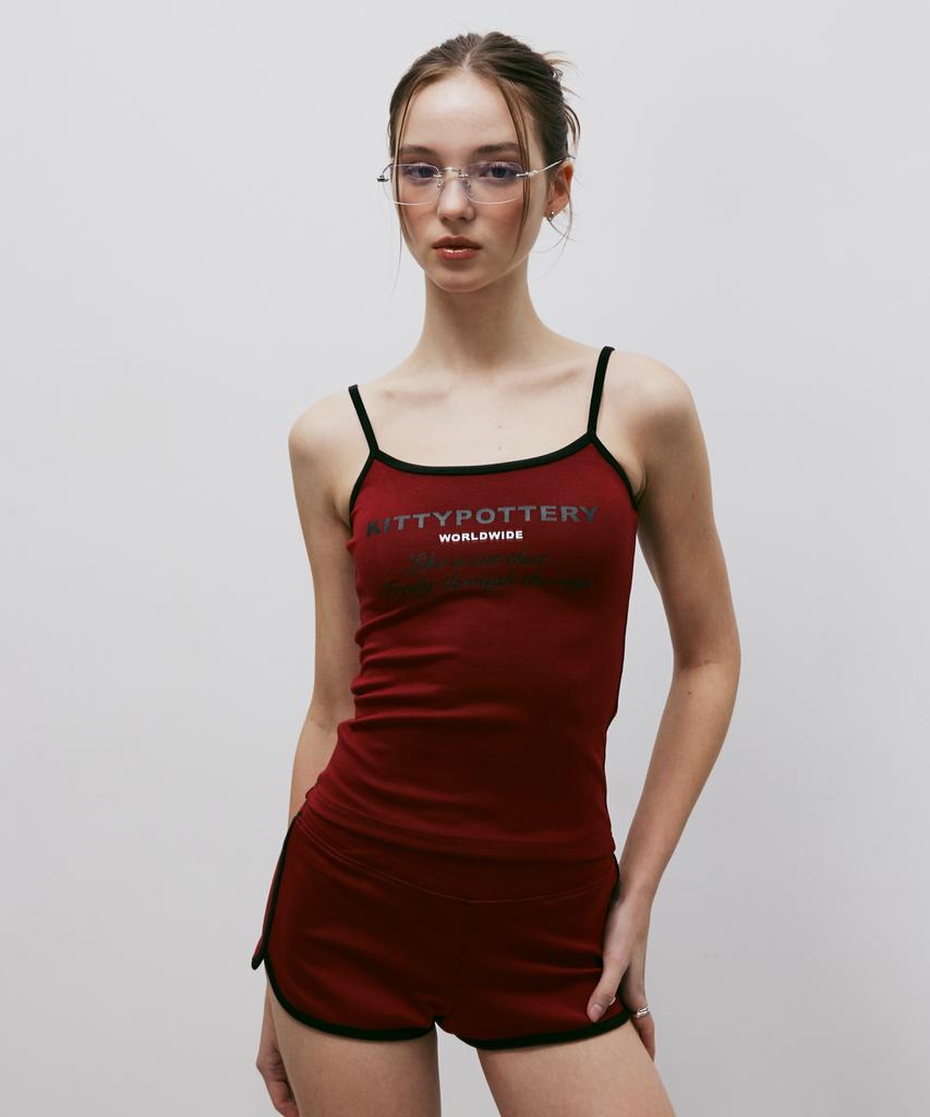 KITTY POTTERY Sporty Dolphin Shorts (Wine Red)